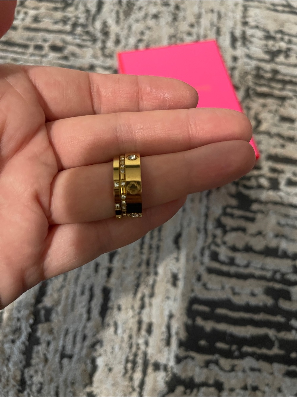 Source Unknown Gold Tone Stackable Ring Set with Clear Stone - Picture 2 of 5